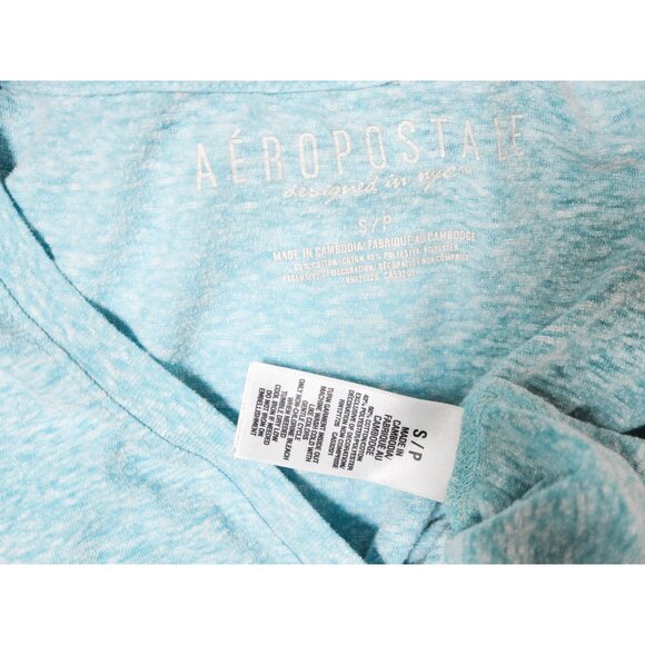 AEROPOSTALE Heather Sky Blue V Neck Tee - Picture 5 of 6